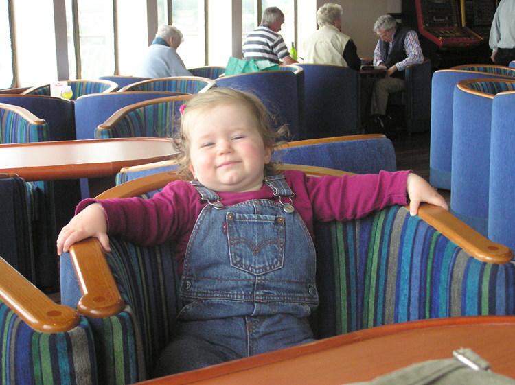 Ivy relaxes on the ferry, May 2008