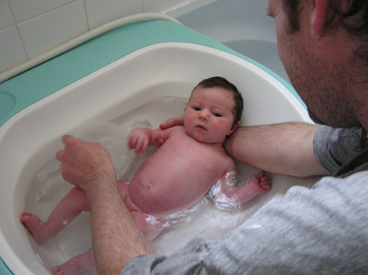 Ivy having her first bath 6/4/07